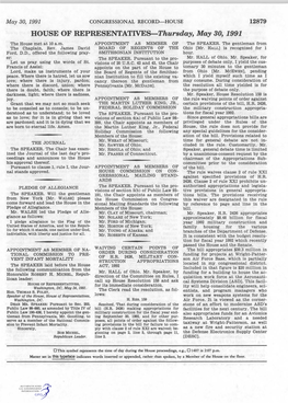 HOUSE of REPRESENTATIVES-Thursday, May 30, 1991 the House Met at 10 A.M