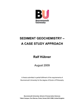 Sediment Geochemistry –