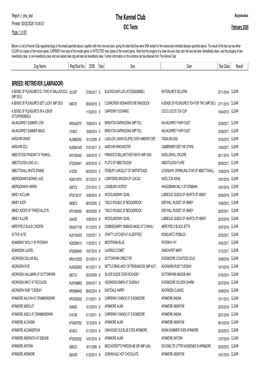 The Kennel Club Registration Printed: 03/02/2020 10:45:01 EIC Tests February 2020 Page: 1 of 81