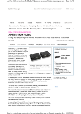 Airties 4420 Review from Techradar UK's Expert Reviews of Media Streaming Devices Page 1 of 4