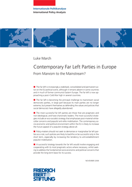 Contemporary Far Left Parties in Europe from Marxism to the Mainstream?