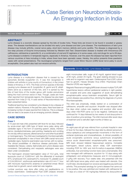 A Case Series on Neuroborreliosis- an Emerging Infection in India Paediatrics Section Paediatrics