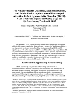 ADHD Public Health Summit Washington, DC October 7, 2019