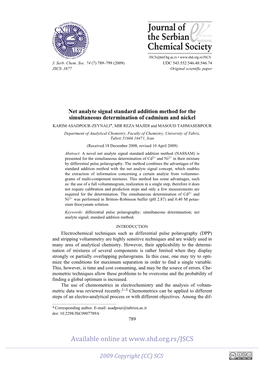 Net Analyte Signal Standard Addition Method for the Simultaneous Determination of Cadmium and Nickel