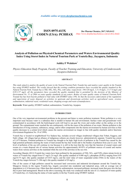 Analysis of Pollution on Physical-Chemical Parameters And