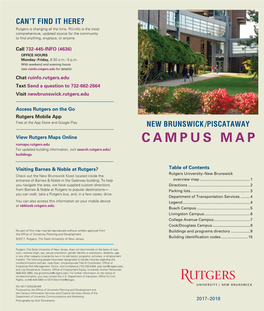 CAMPUS MAP Rumaps.Rutgers.Edu for Updated Building Information, Visit Search.Rutgers.Edu/ Buildings