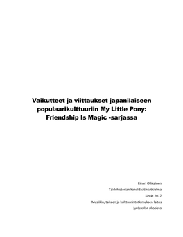 Vaikutteet Ja Viittaukset Japanilaiseen Populaarikulttuuriin My Little Pony: Friendship Is Magic -Sarjassa