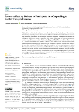 Factors Affecting Drivers to Participate in a Carpooling to Public Transport Service