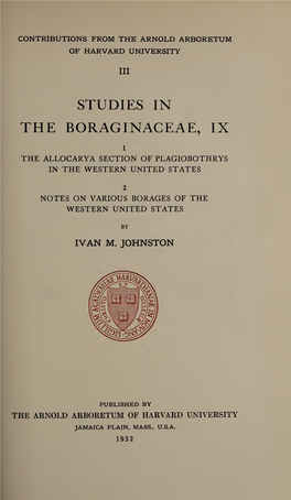 Studies in the Boraginaceae. IX, 1. the Allocarya Section Of