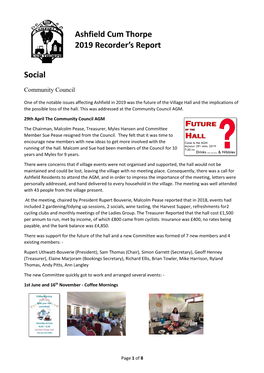 Ashfield Cum Thorpe 2019 Recorder's Report Social