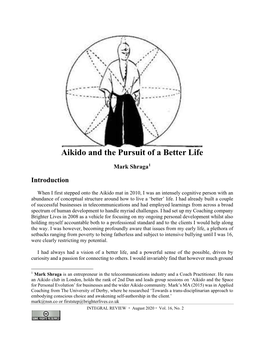 Aikido and the Pursuit of a Better Life