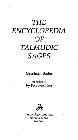 The Encyclopedia of Talmudic Sages