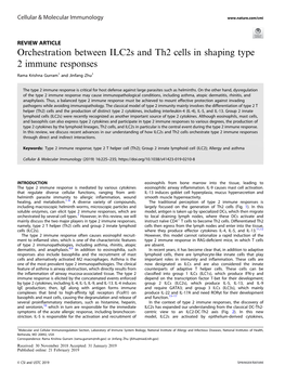 Orchestration Between Ilc2s and Th2 Cells in Shaping Type 2 Immune Responses