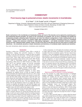 From Bouncy Legs to Poisoned Arrows: Elastic Movements in Invertebrates