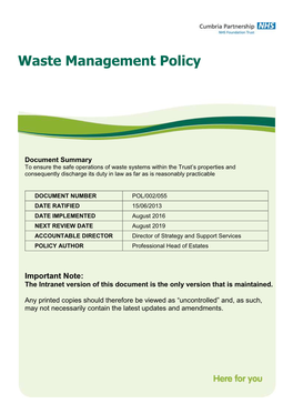 Waste Management Policy