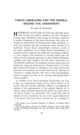 Urban Liberalism and the Federal Income Tax Amendment