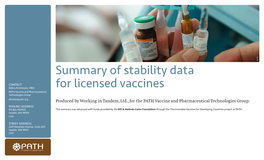 Summary of Stability Data for Licensed Vaccines