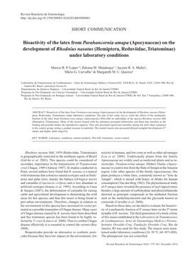 Bioactivity of the Latex from Parahancornia