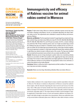 Immunogenicity and Efficacy of Rabivac Vaccine for Animal Rabies