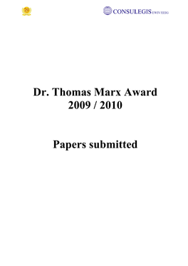 Dr. Thomas Marx Award 2009 / 2010 Papers Submitted