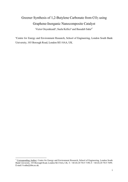 Greener Synthesis of 1,2-Butylene Carbonate from CO2 Using