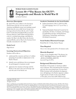 Propaganda and Morale in World War II by Michael Hutchison