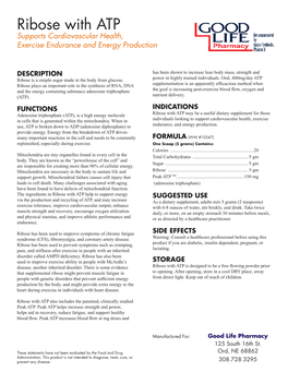 Ribose with ATP Supports Cardiovascular Health, Exercise Endurance and Energy Production