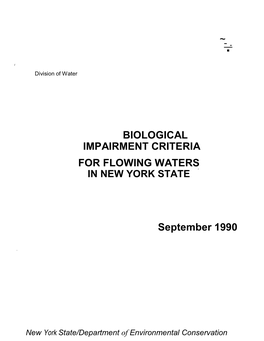Biological Impairment Criteria for Flowing Waters in New York State