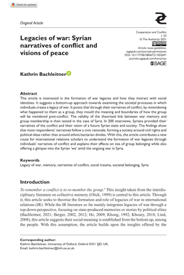 Syrian Narratives of Conflict and Visions of Peace