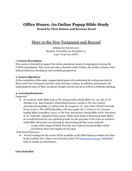 Office Hours: an Online Popup Bible Study Mary in the New Testament