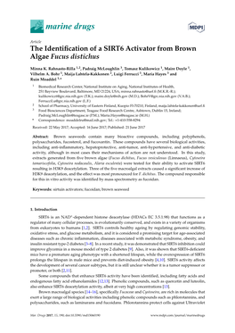 The Identification of a SIRT6 Activator from Brown Algae Fucus Distichus