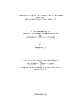 The Emergence of Turkish Nationalism in the Cyprus Conflict; the Breakthrough from 1948 to 1955