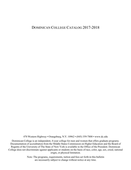 Dominican College Catalog 2017-2018