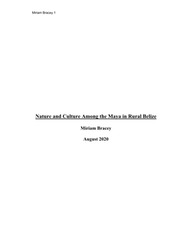 Nature and Culture Among the Maya in Rural Belize