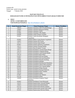 Lampiran III Nomor Surat : B/987/E3/RA.00/2020 Tanggal : 7 Oktober 2020