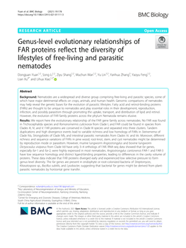 Genus-Level Evolutionary Relationships of FAR Proteins Reflect the Diversity