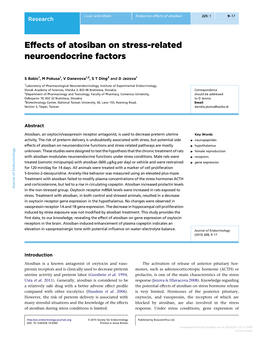 Effects of Atosiban on Stress-Related Neuroendocrine Factors