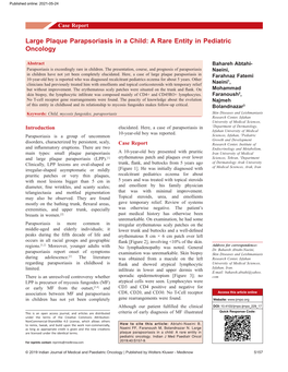 Large Plaque Parapsoriasis in a Child: a Rare Entity in Pediatric Oncology