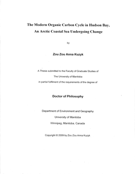 The Modern Organic Carbon Cycle in Hudson Bay, an Arctic Coastal Sea Undergoing Change