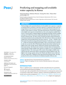 Predicting and Mapping Soil Available Water Capacity in Korea