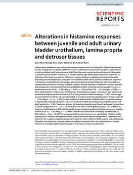 Alterations in Histamine Responses Between Juvenile and Adult Urinary