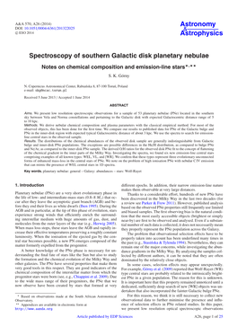 Spectroscopy of Southern Galactic Disk Planetary Nebulae Notes on Chemical Composition and Emission-Line Stars�,�� S