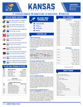 KU-KSU-WSU TRIANGULAR January 18, 2020 Heskett Center Wichita, KAN