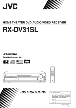 Home Theater Dvd-Audio/Video Receiver Rx-Dv31sl