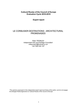 Le Corbusier Destinations : Architectural Promenades