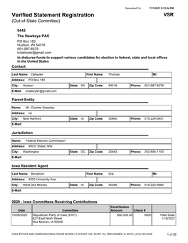 Verified Statement Registration VSR (Out-Of-State Committee)