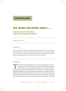 We Were Soldiers Once … the Decline of the Royal Australian Infantry Corps?