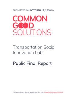 Transportation Social Innovation Lab Public Final Report