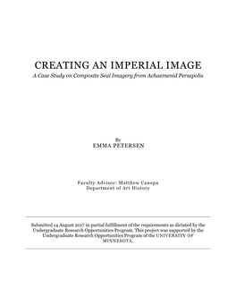 CREATING an IMPERIAL IMAGE a Case Study on Composite Seal Imagery from Achaemenid Persepolis