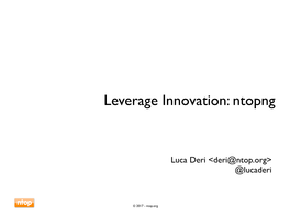 Leverage Innovation: Ntopng